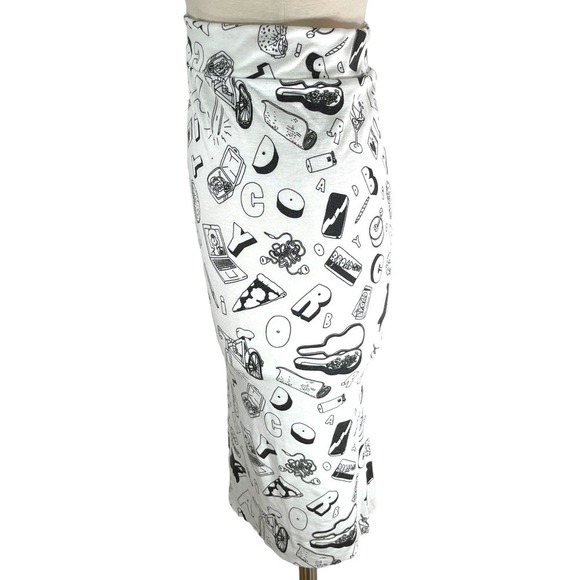Wildfox x Broad City NWT Skipper Doodle Skirt High Waist Pencil Silhouette Small - Picture 7 of 12